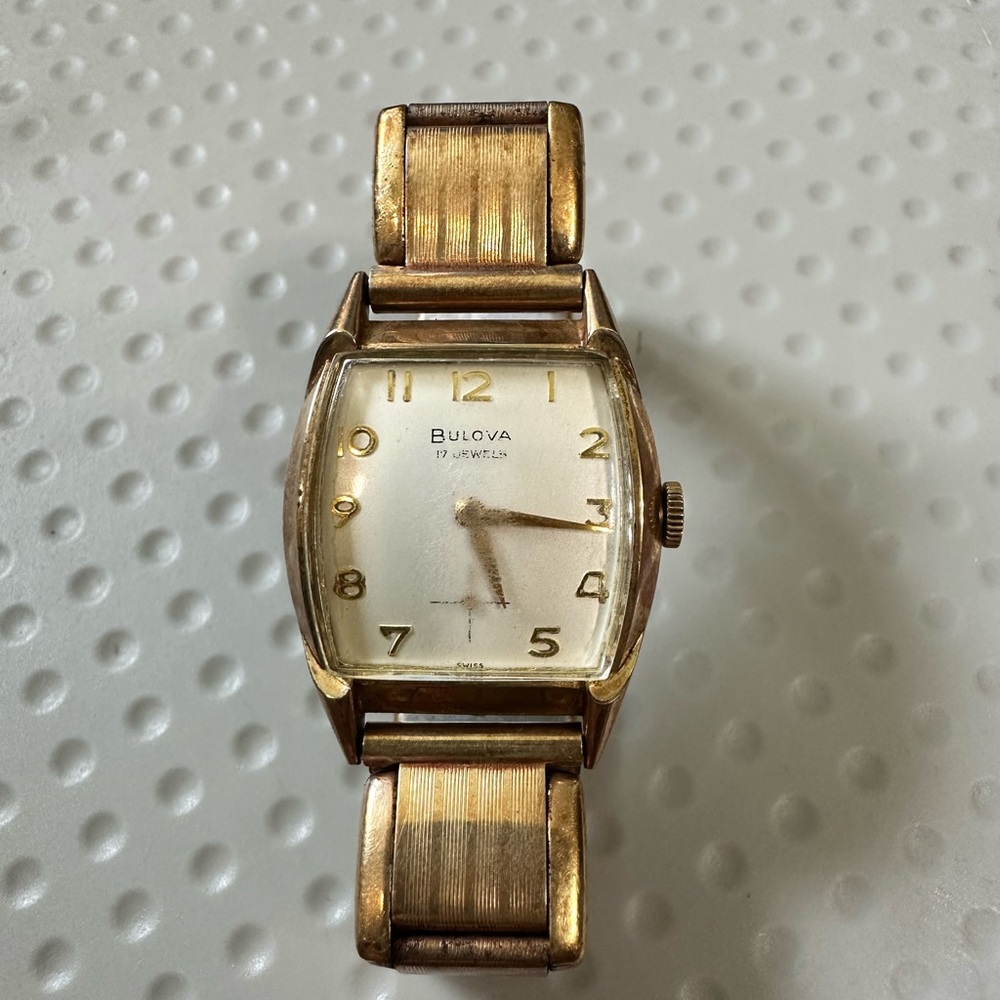 Vintage Bulova 1/30 14K RGP Top Stainless Steel Back– Made in West Germany– Runs